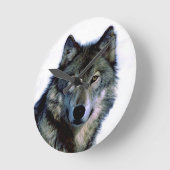 Wolf Portrait Runde Wanduhr (Winkel)