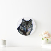 Wolf Portrait Runde Wanduhr (Zuhause)