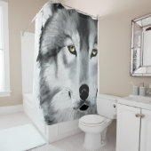 Wolf Portrait Schwarz-weiß Duschvorhang (Beispiel)