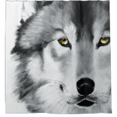 Wolf Portrait Schwarz-weiß Duschvorhang (Vorderseite)
