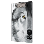 Wolf Portrait Schwarz-weiß Klemmbrett (Links)