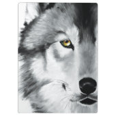 Wolf Portrait Schwarz-weiß Klemmbrett (Rückseite)