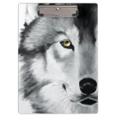Wolf Portrait Schwarz-weiß Klemmbrett (Vorderseite)