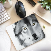 Wolf Portrait Schwarz-weiß Mousepad