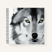 Wolf Portrait Schwarz-weiß Notizblock (Vorderseite)