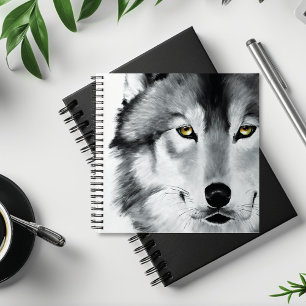 Wolf Portrait Schwarz-weiß Notizblock