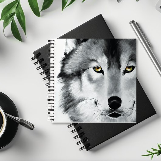 Wolf Portrait Schwarz-weiß Notizblock