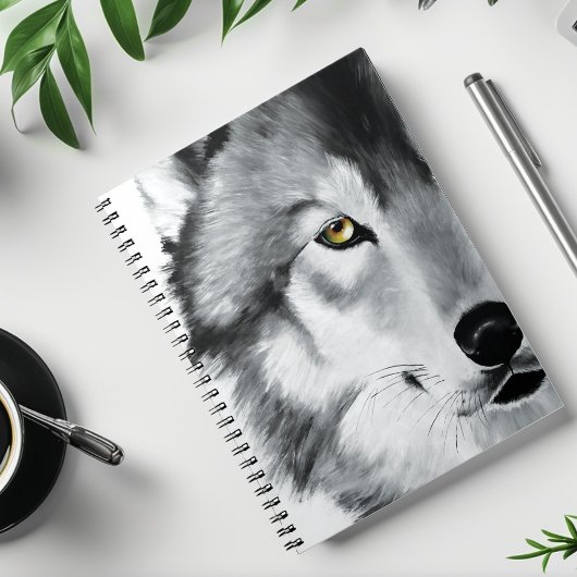 Wolf Portrait Schwarz-weiß Notizblock
