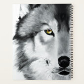 Wolf Portrait Schwarz-weiß Planer (Rückseite)