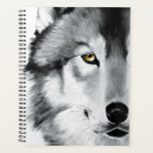 Wolf Portrait Schwarz-weiß Planer (Vorderseite)