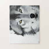 Wolf Portrait Schwarz-weiß Puzzle (Vertikal)