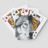Wolf Portrait Schwarz-weiß Spielkarten (Rückseite)