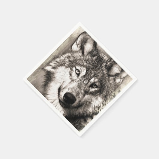 Wolf-Portrait Serviette (Ecke)
