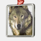 Wolf Portrait Silbernes Ornament (Links)