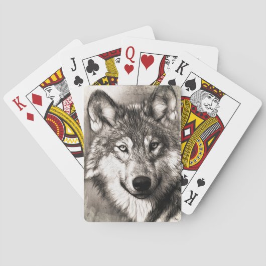 Wolf-Portrait Spielkarten (Rückseite)