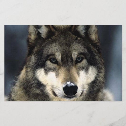 Wolf Portrait Stationery Briefpapier (Vorderseite)
