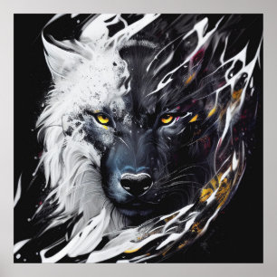 Wolf Portrait Tiermalerei Wildlife Adventure Poster