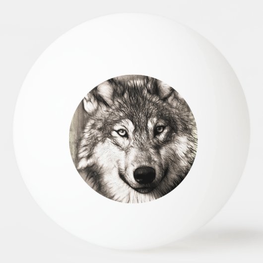 Wolf-Portrait Tischtennisball (Rückseite)