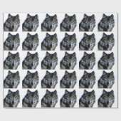 Wolf Portrait Weihnachtsgeschenk Wrapping Paper Geschenkpapier (Flach)