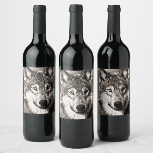 Wolf-Portrait Weinetikett (Flaschen)