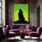 Wolf Poster - Howling-Silhouette auf Green