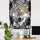 Wolf Poster - Retro Wolf Polygon Poster (Heimbüro)