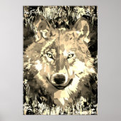 Wolf Poster - Sepia Wolf Polygon Poster (Vorne)