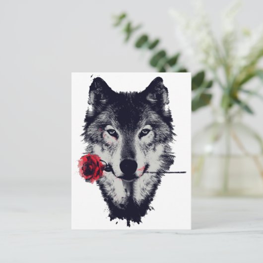 Wolf Postkarte (Stehend Vorderseite)