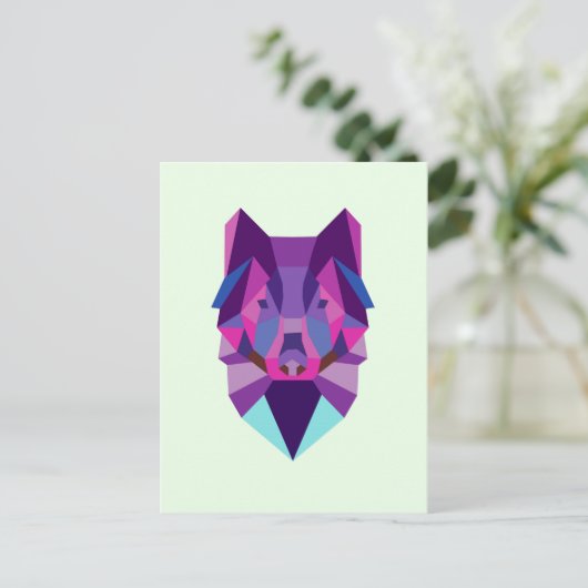 Wolf Postkarte (Stehend Vorderseite)
