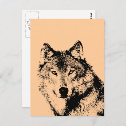 Wolf Postkarte (Vorne/Hinten)