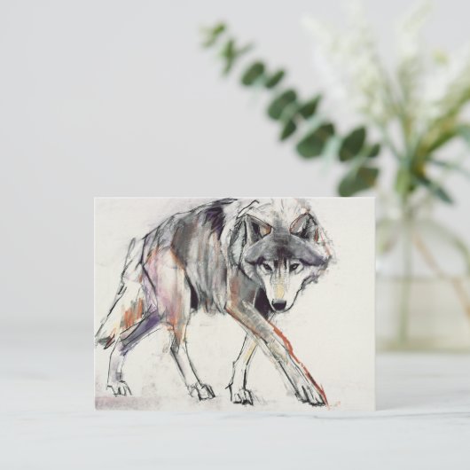 Wolf Postkarte (Stehend Vorderseite)