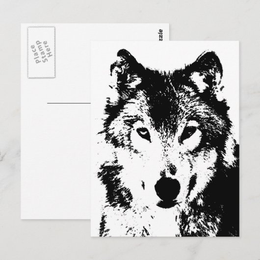 Wolf Postkarte (Vorne/Hinten)