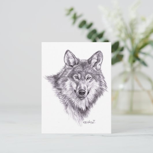 Wolf Postkarte (Stehend Vorderseite)