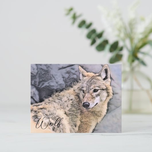 Wolf Postkarte (Stehend Vorderseite)