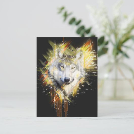 Wolf Postkarte (Stehend Vorderseite)