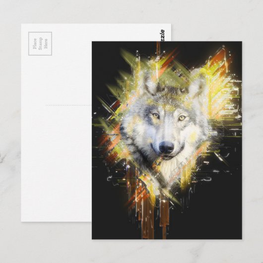 Wolf Postkarte (Vorne/Hinten)