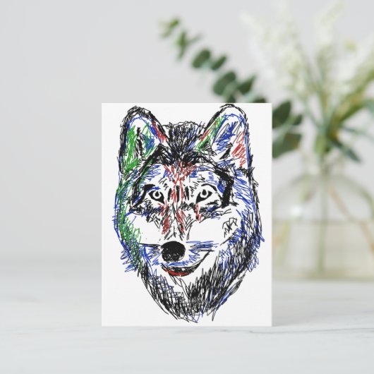 Wolf Postkarte (Stehend Vorderseite)