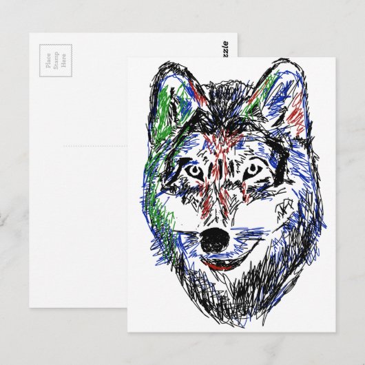 Wolf Postkarte (Vorne/Hinten)