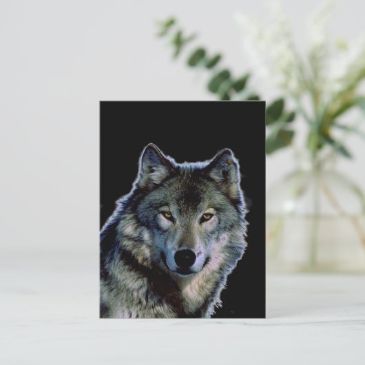 Wolf Postkarte (Stehend Vorderseite)