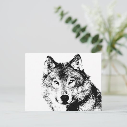 Wolf Postkarte (Stehend Vorderseite)