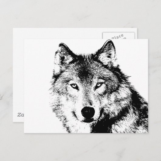 Wolf Postkarte (Vorne/Hinten)