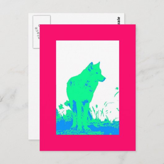 Wolf Postkarte (Vorne/Hinten)