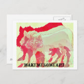 Wolf Postkarte (Vorne/Hinten)