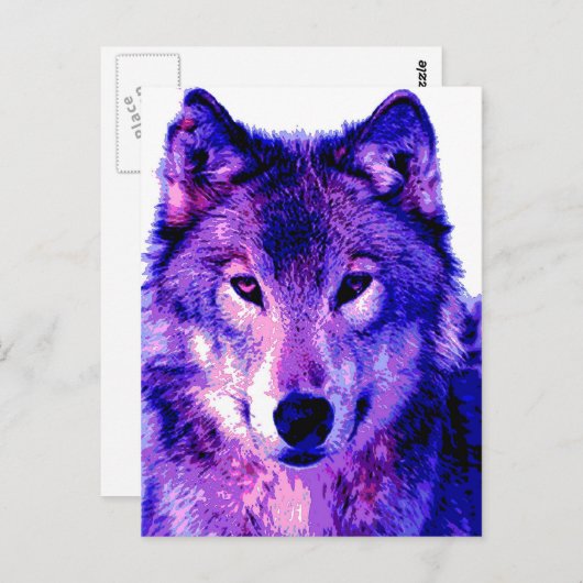 Wolf Postkarte (Vorne/Hinten)