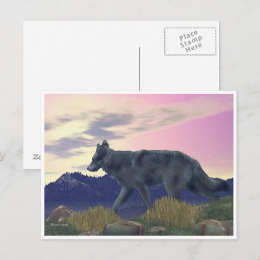 Wolf Postkarte (Vorne/Hinten)