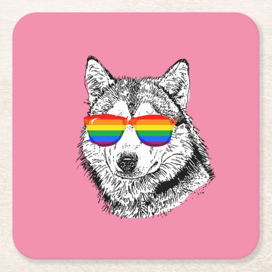 Wolf-Pride-Sonnenbrille Rechteckiger Pappuntersetzer (Vorderseite)