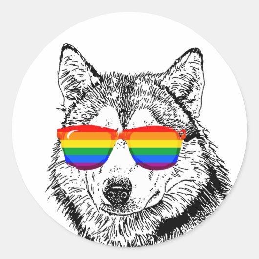 Wolf Pride Sunglasses Runder Aufkleber (Vorderseite)