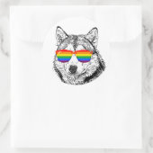 Wolf Pride Sunglasses Runder Aufkleber (Tasche)