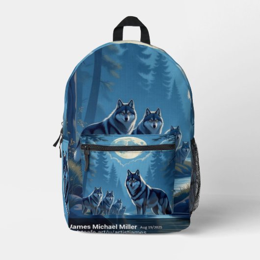 Wolf Print Cut Nähtasche Bedruckter Rucksack (Vorderseite)
