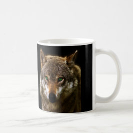Wolf-Profil mit grüne Augen ~ editable Hintergrund Kaffeetasse